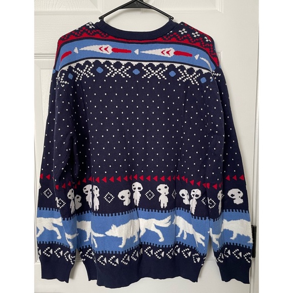 Studio Ghibli Princess Mononoke San Mask Holiday Sweater | BoxLunch Exclusive - Picture 2 of 4